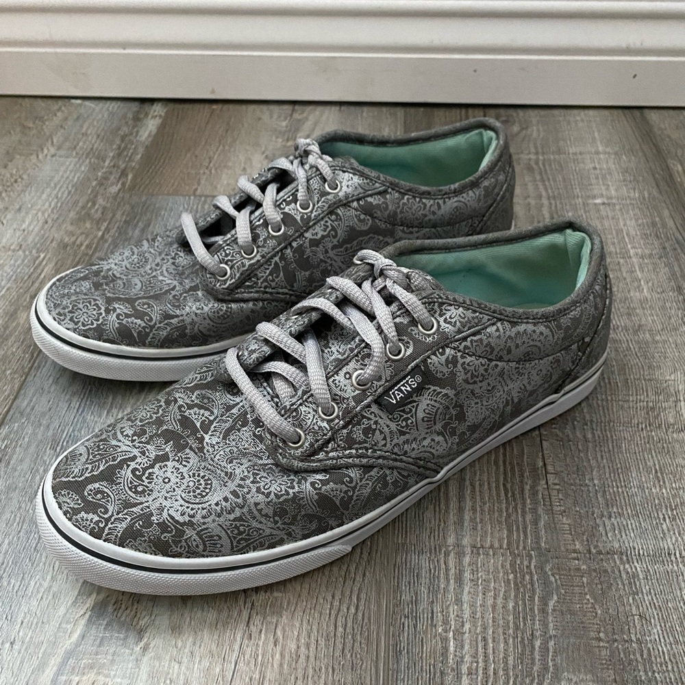 Vans Silver Floral Low Top Lace Up Sneakers 8